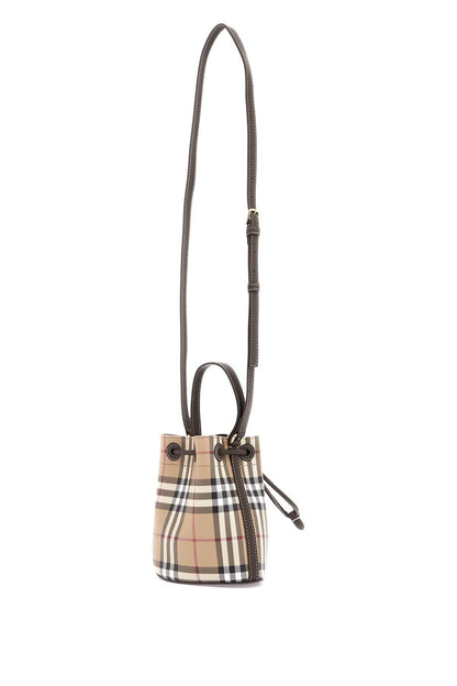 Burberry Mini Check Bucket Bag With Drawstring Women