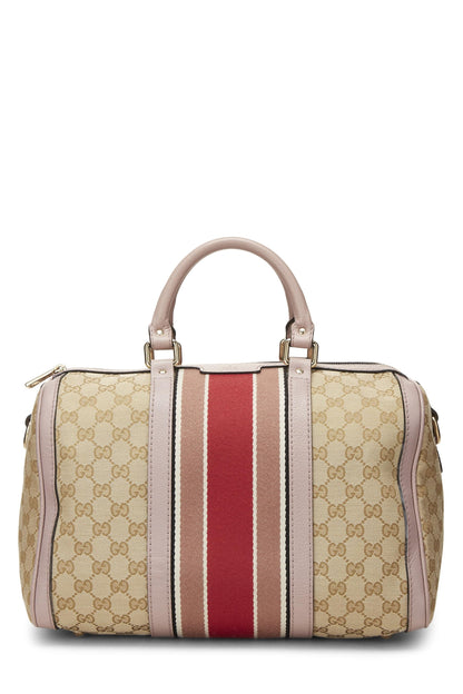 Gucci,  Pink Original GG Canvas Web Boston Bag Medium, Pink