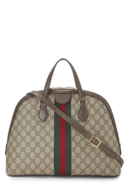 Gucci,  Brown Original GG Supreme Ophidia Dome Shoulder Bag Small, Brown