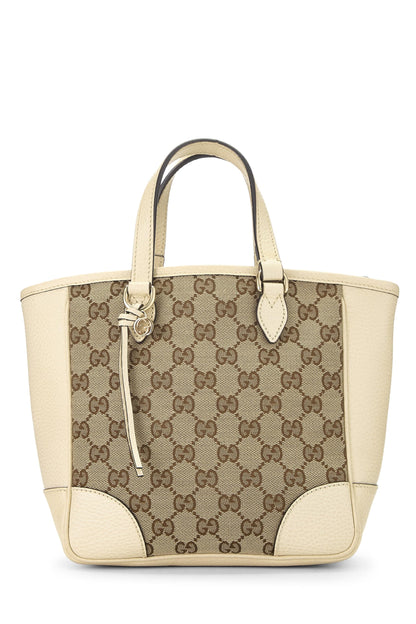 Gucci,  Cream Original GG Canvas Bree Top Handle Tote Small, White