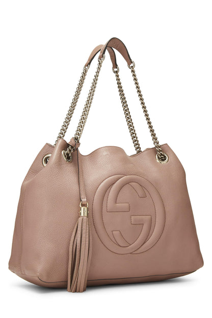 Gucci,  Pink Leather Soho Chain Tote, Beige