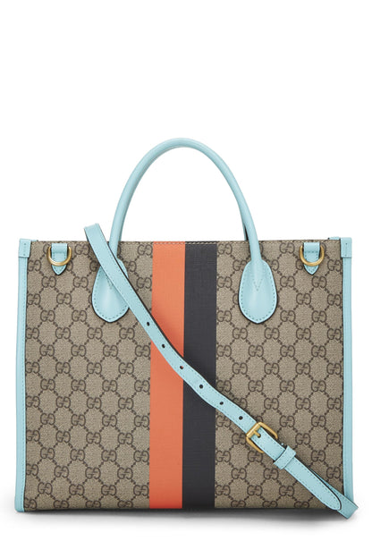 Gucci,  Blue GG Supreme Canvas Interlocking GG Tigers Tote, Blue