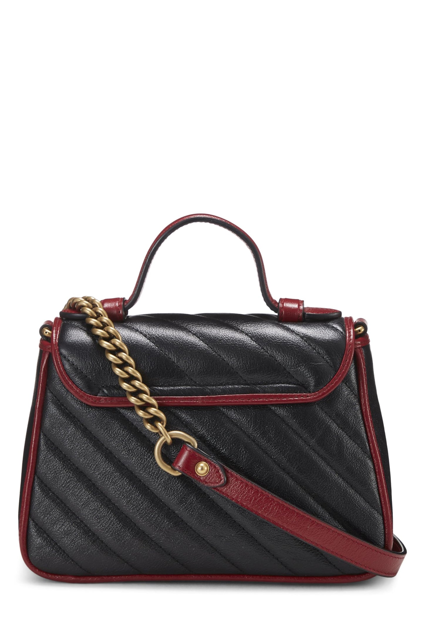 Gucci,  Black Leather Torchon GG Marmont Top Handle Bag Mini, Multi