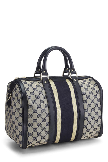 Gucci,  Navy Original GG Canvas Web Boston Bag Medium, Navy