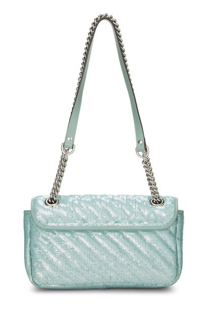 Gucci,  Blue Sequin GG Marmont Shoulder Bag Small, Green