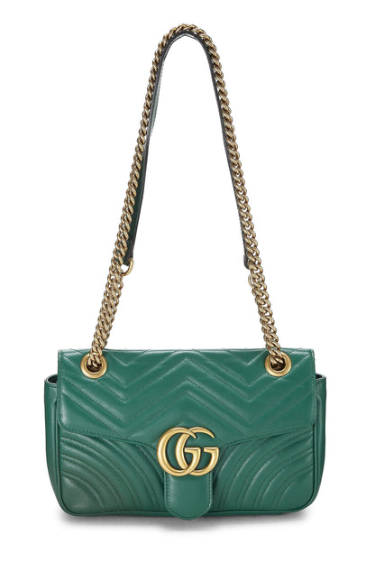 Gucci,  Green Leather GG Marmont Shoulder Bag Small, Green