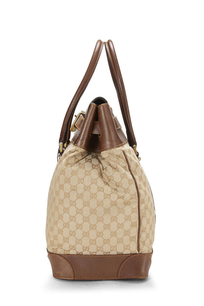 Gucci,  Brown Original GG Canvas Web Travel Tote, Brown