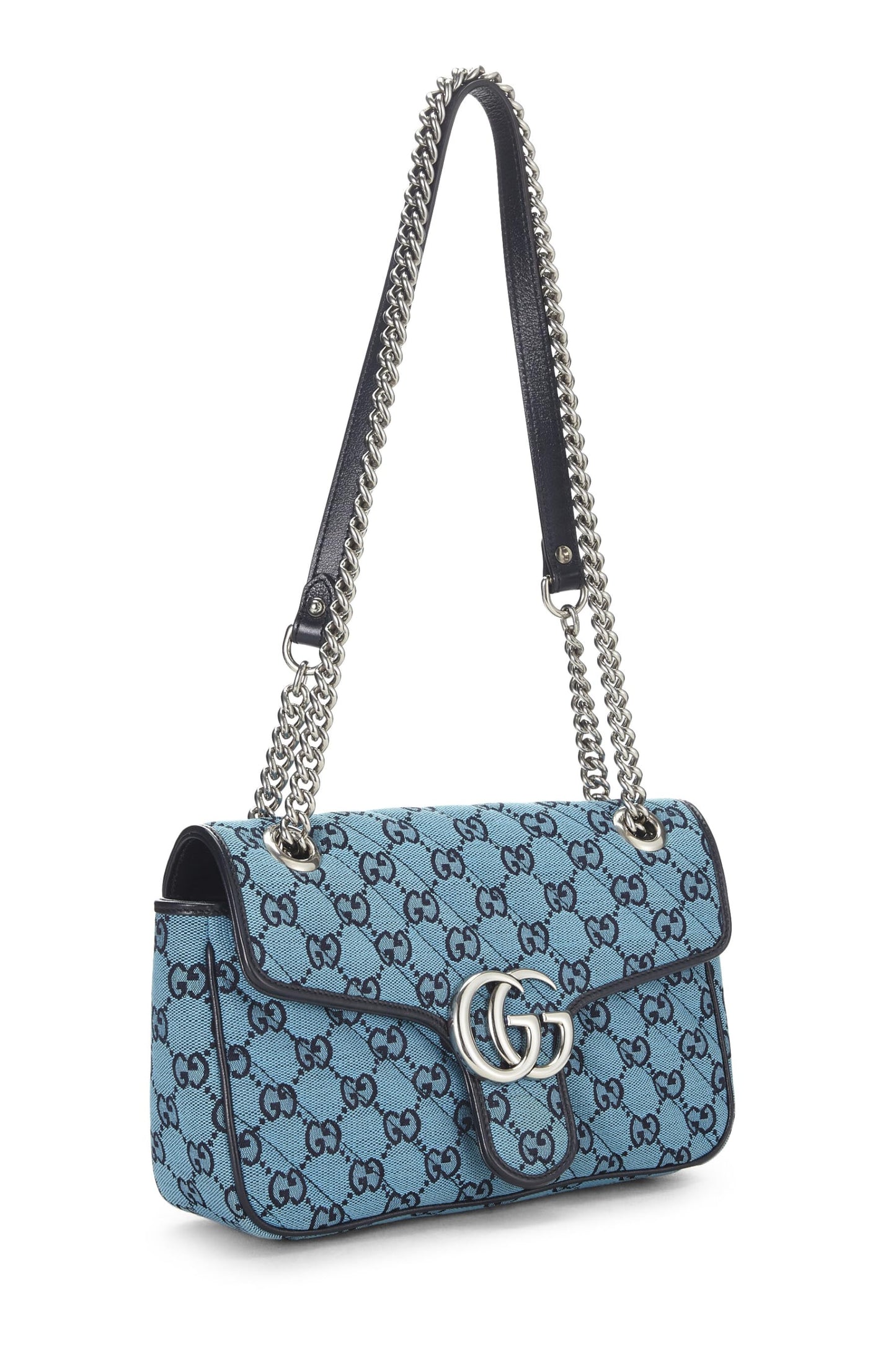 Gucci,  Blue GG Canvas Marmont Shoulder Bag Small, Blue