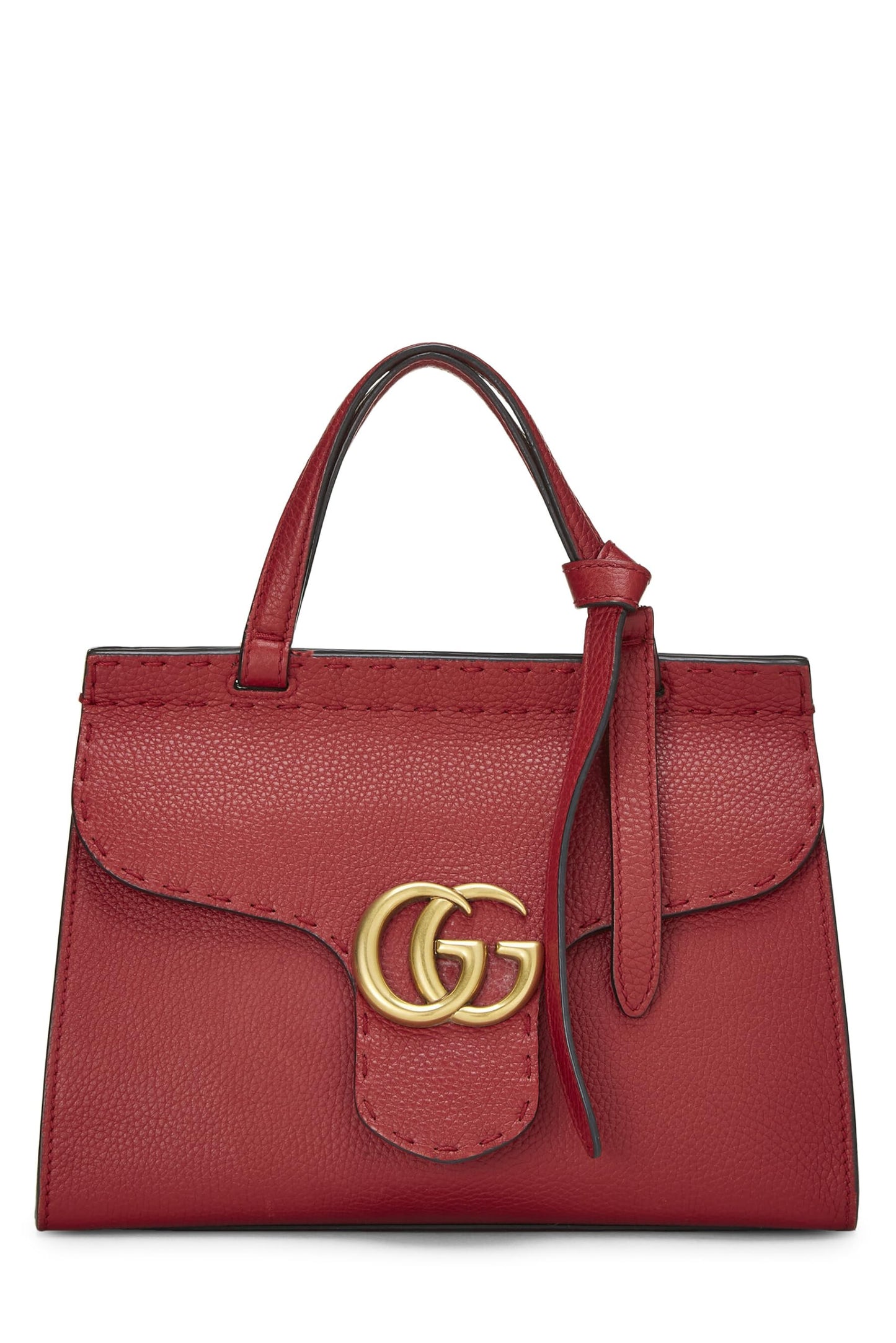 Gucci,  Red Leather GG Marmont Top Handle Bag Mini, Red