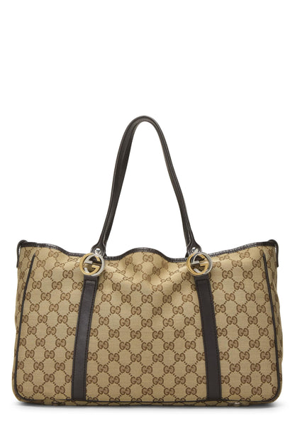 Gucci,  Black Original GG Canvas Twins Tote, Brown