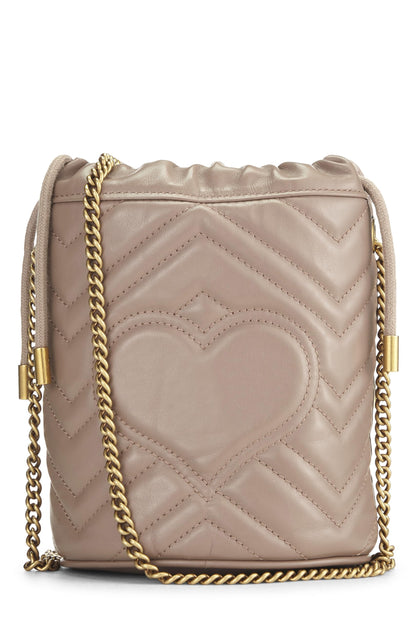 Gucci,  Beige Leather 'GG' Marmont Chain Bucket Bag Small, Beige