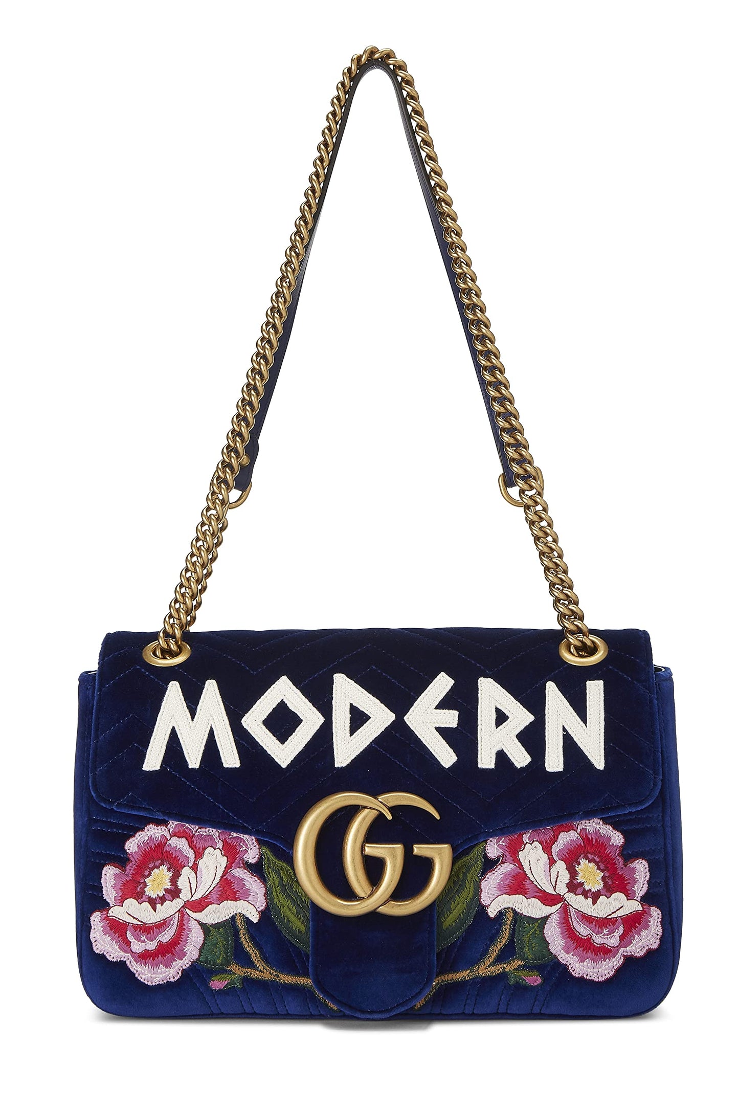 Gucci,  Blue Velvet GG Marmont Modern Shoulder Bag, Blue