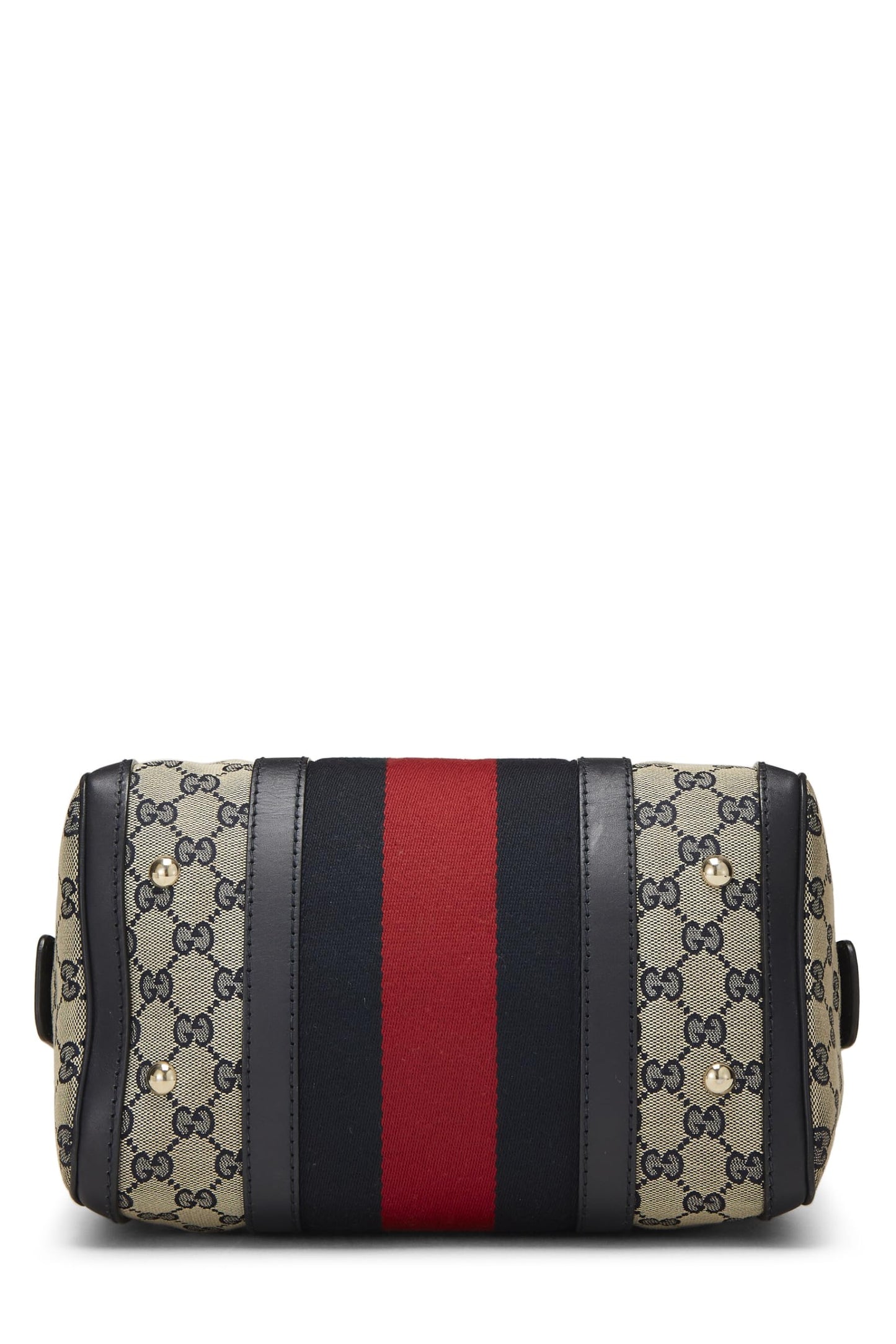 Gucci,  Navy GG Canvas Web Boston Bag Small, Navy