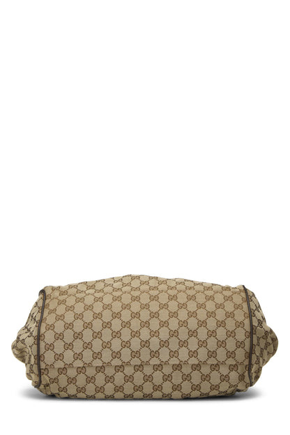 Gucci,  Brown Original GG Canvas Convertible Sukey Boston Handbag, Brown