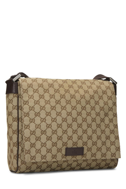 Gucci,  Brown Original GG Canvas Flap Messenger, Brown