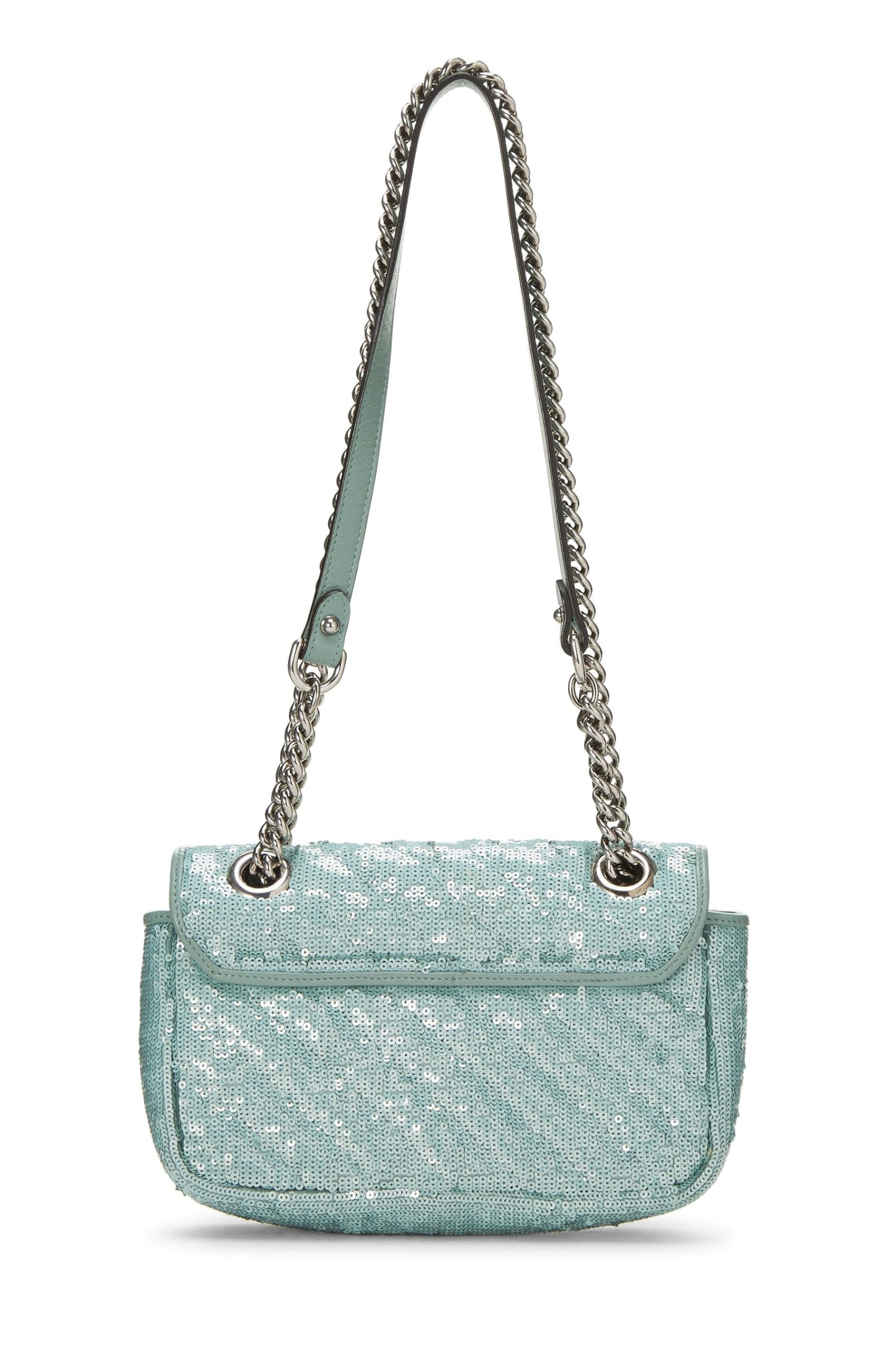 Gucci,  Blue Sequin GG Marmont Shoulder Bag Mini, Blue