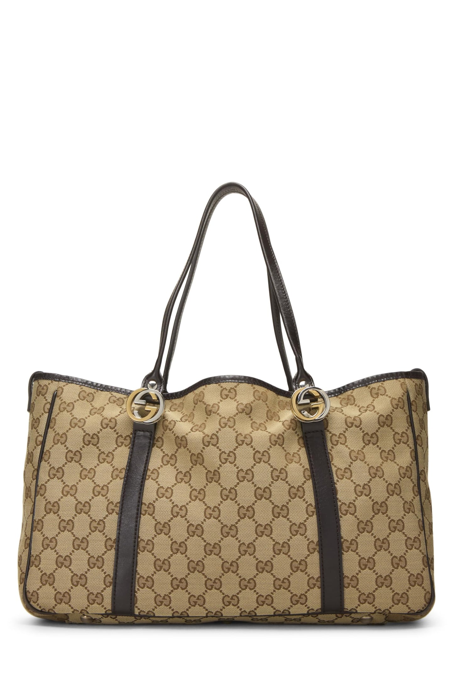 Gucci,  Black Original GG Canvas Twins Tote, Brown