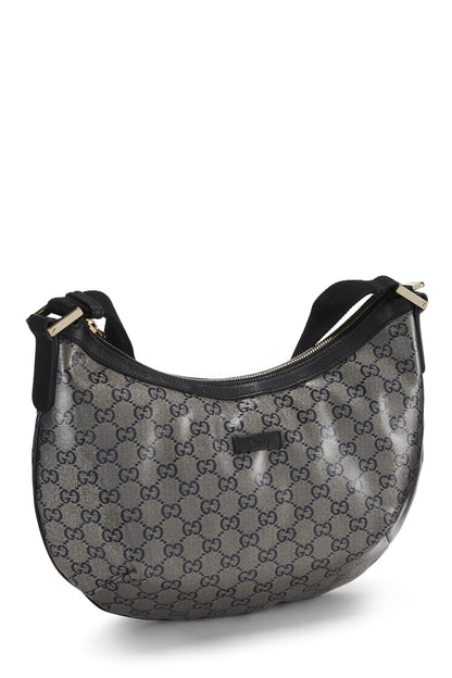 Gucci,  Black Crystal Canvas Web Round Messenger Bag, Black