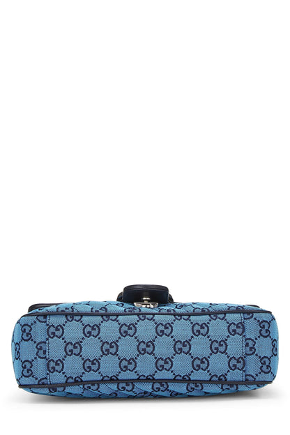 Gucci,  Blue GG Canvas Marmont Shoulder Bag Small, Blue