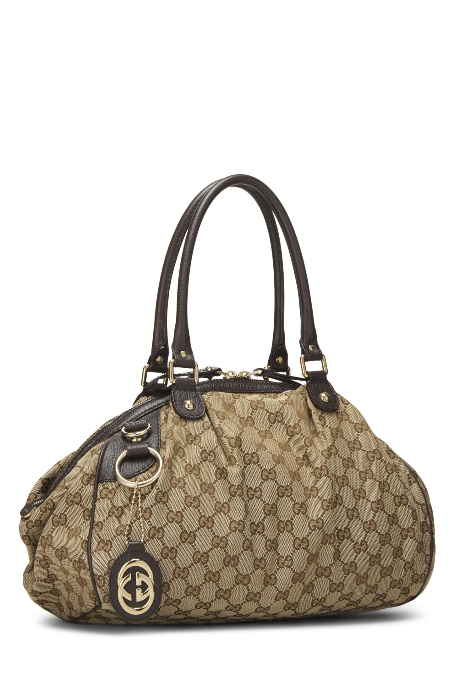 Gucci,  Brown Original GG Canvas Convertible Sukey Boston Handbag, Brown