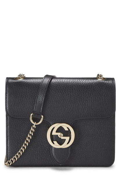 Gucci,  Black Leather Interlocking Crossbody Small, Black