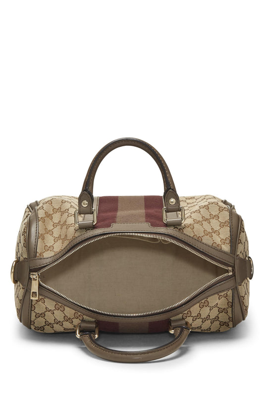 Gucci,  Brown Original GG Canvas Vintage Web Boston Medium, Brown