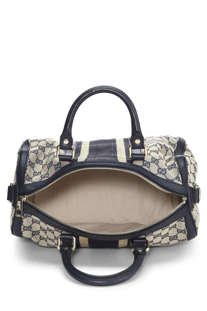 Gucci,  Navy Original GG Canvas Web Boston Bag Medium, Navy