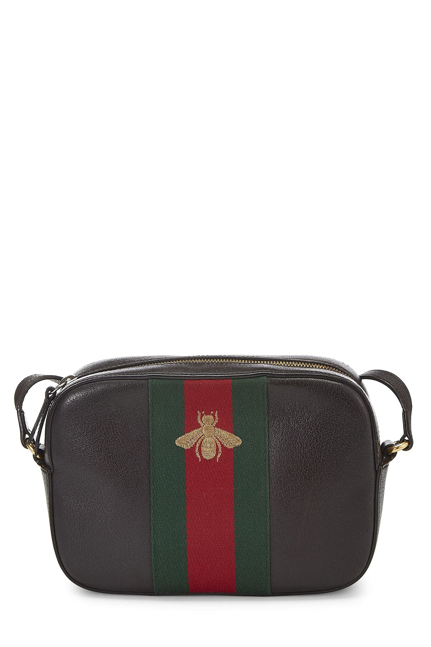 Gucci,  Black Leather Webby Shoulder Bag Small, Black