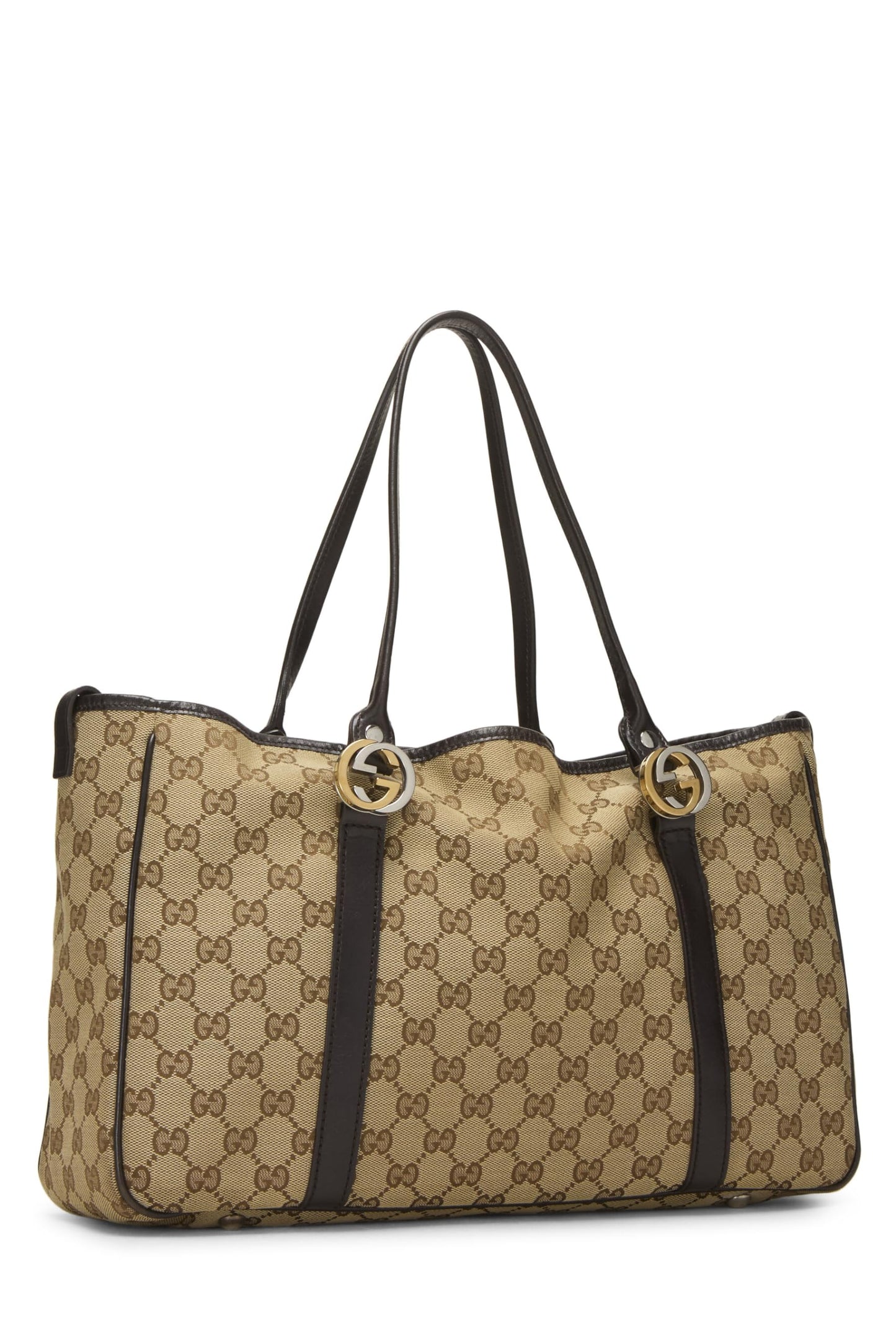 Gucci,  Black Original GG Canvas Twins Tote, Brown