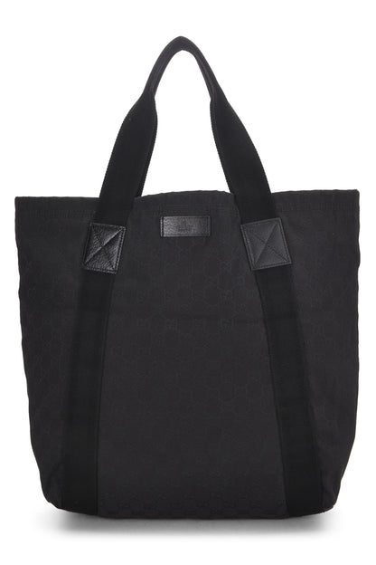 Gucci,  Black Original GG Canvas Flat Web Tote, Black