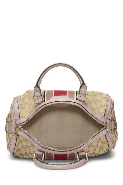 Gucci,  Pink Original GG Canvas Web Boston Bag Medium, Pink