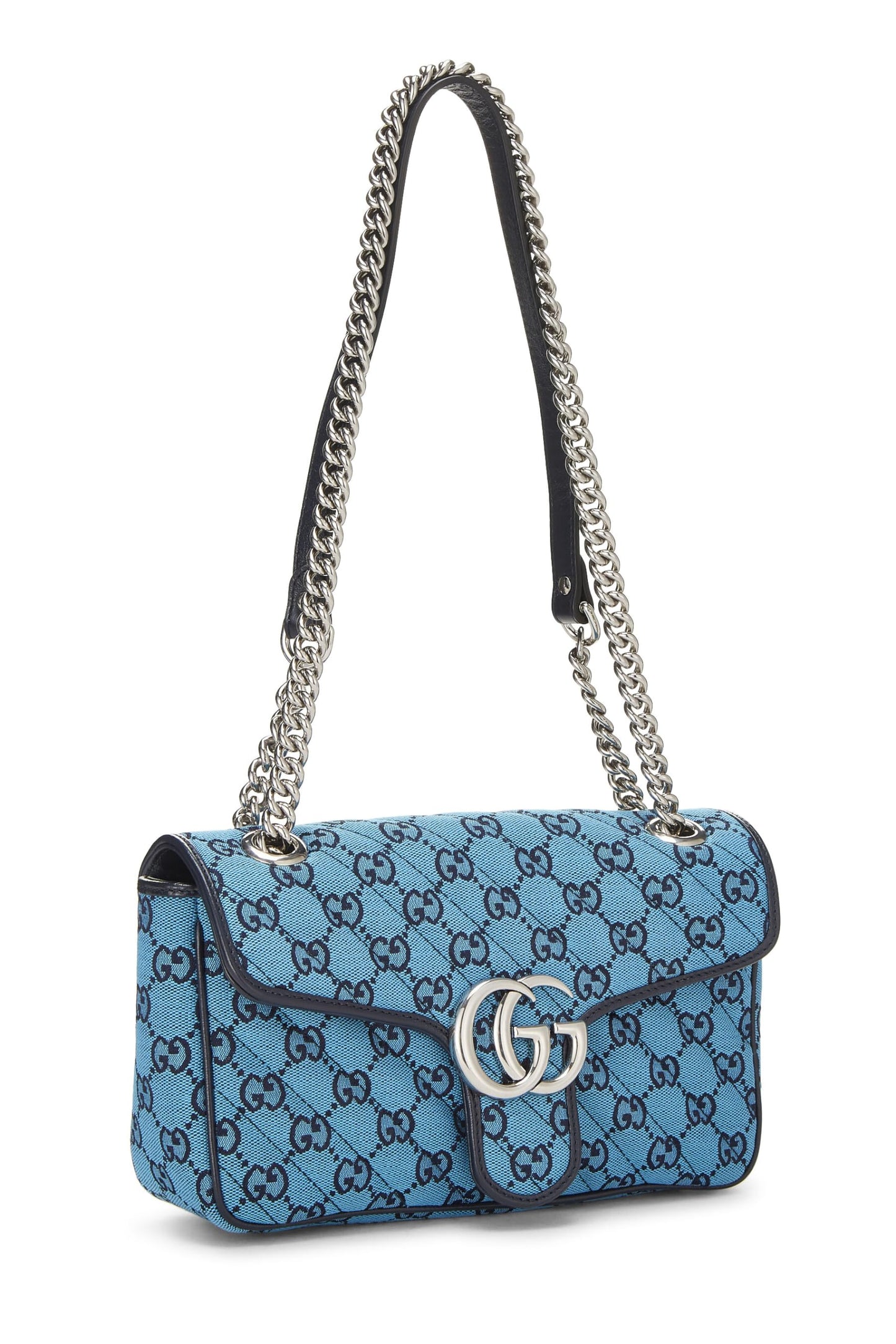 Gucci,  Blue GG Canvas Marmont Shoulder Bag Small, Blue