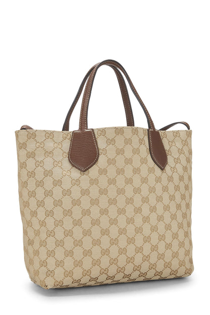 Gucci,  Original GG Canvas & Brown Leather Reversible Tote Small, Brown