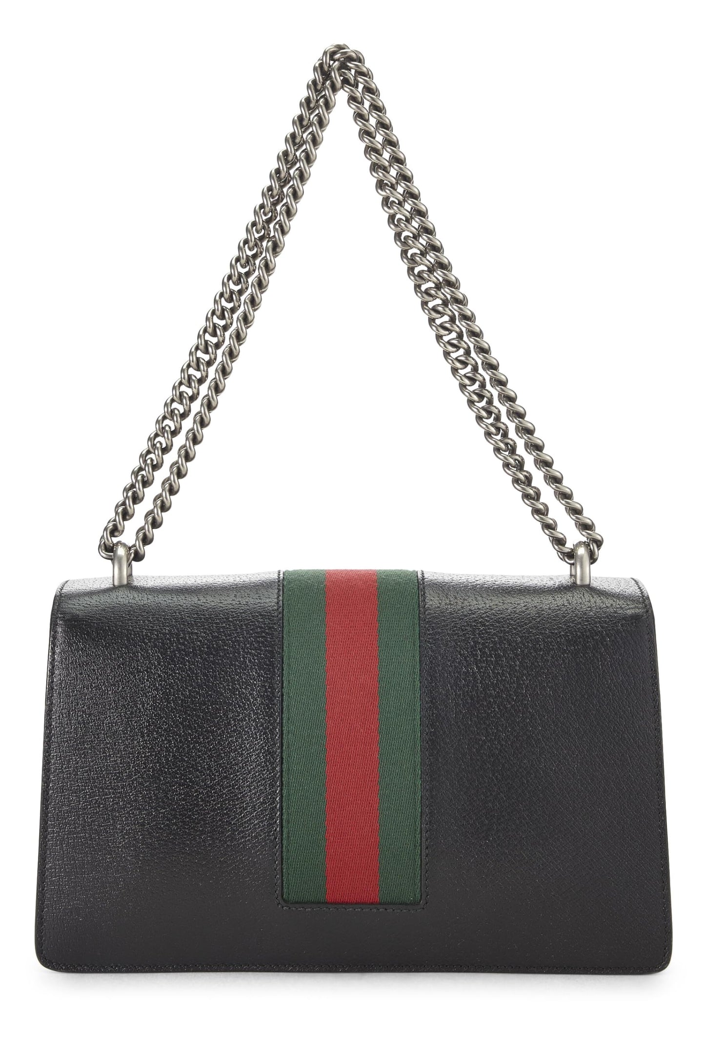 Gucci,  Black Leather Dionysus Web Shoulder Bag Small, Black