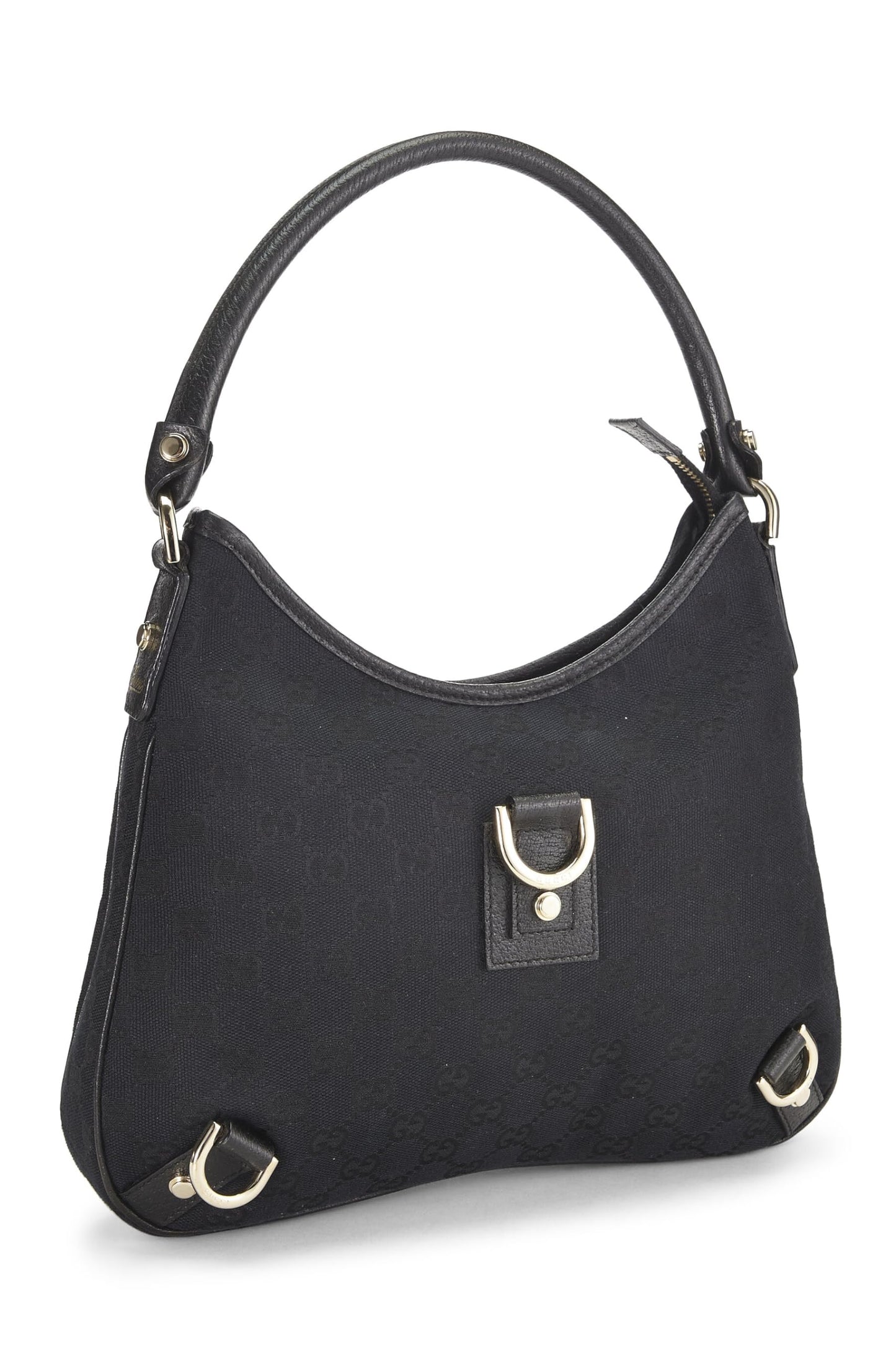 Gucci,  Black Original GG Canvas D-Ring Abbey Hobo Bag Small, Black