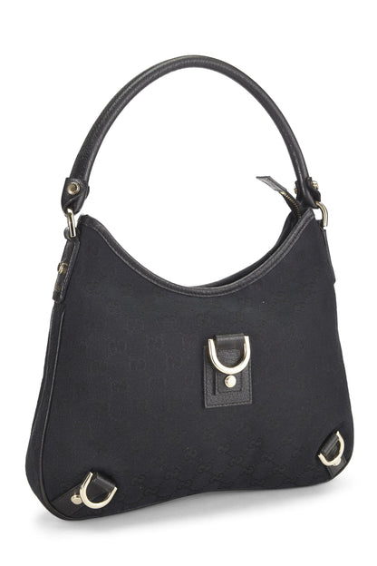 Gucci,  Black Original GG Canvas D-Ring Abbey Hobo Bag Small, Black