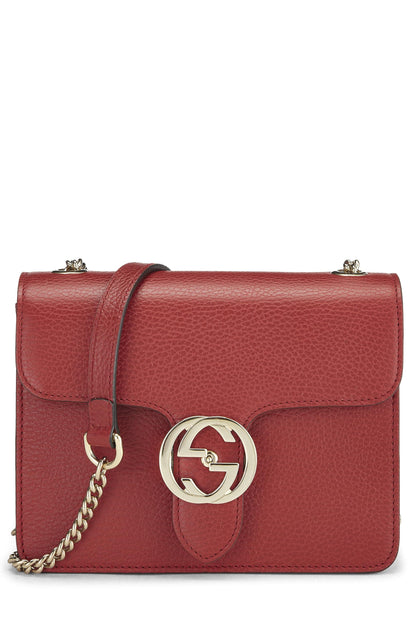 Gucci,  Red Leather Interlocking Crossbody Bag Small, Red