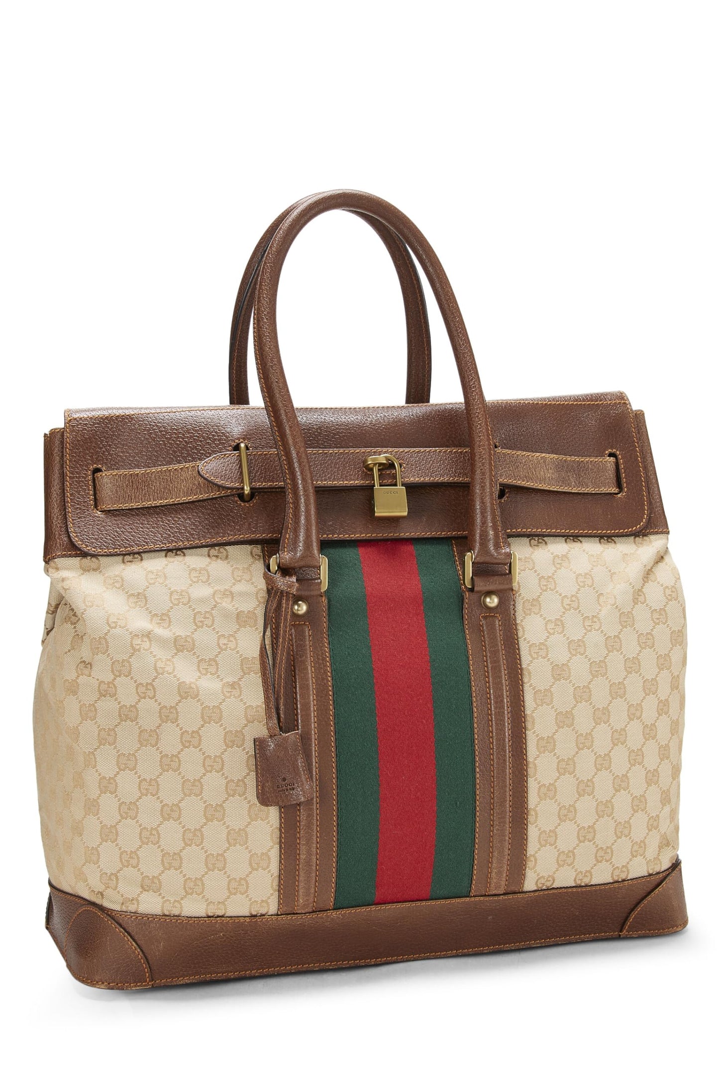 Gucci,  Brown Original GG Canvas Web Travel Tote, Brown