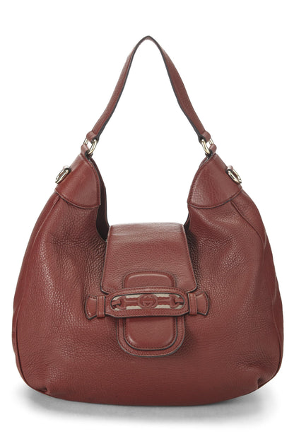 Gucci,  Burgundy Leather Dressage Horsebit Hobo, Burgundy