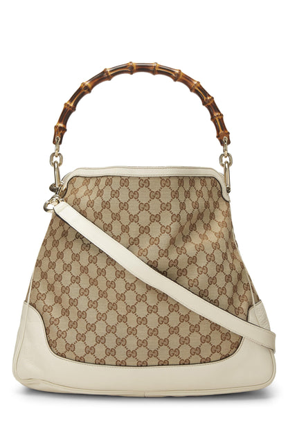 Gucci,  Cream Original GG Canvas Diana Bamboo Hobo Large, Cream