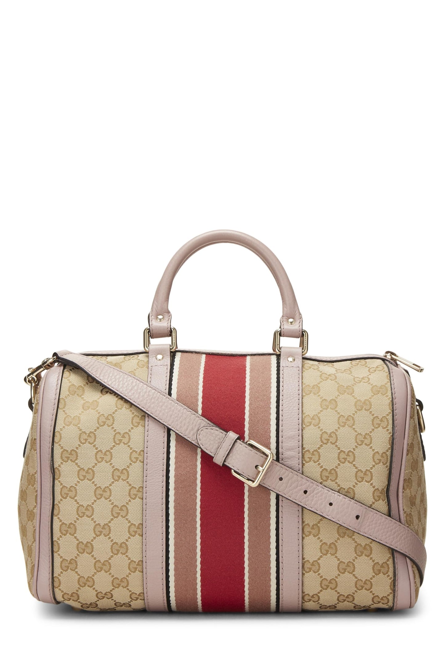 Gucci,  Pink Original GG Canvas Web Boston Bag Medium, Pink