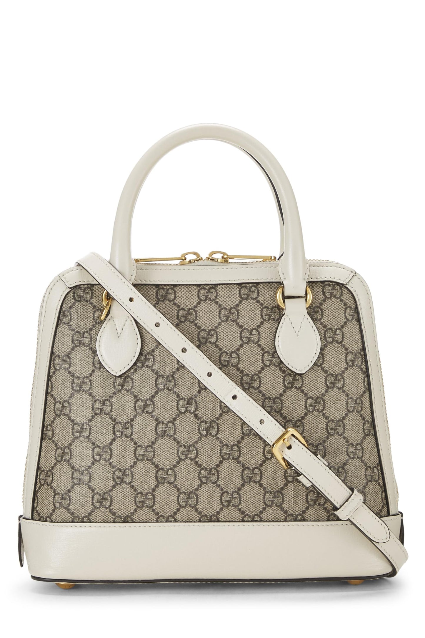 Gucci,  White Original GG Supreme Canvas Horsebit Handbag Small, White