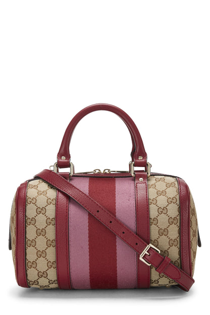 Gucci,  Red Original GG Canvas Web Boston Bag Small, Red