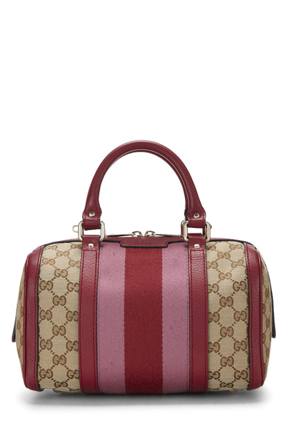 Gucci,  Red Original GG Canvas Web Boston Bag Small, Red