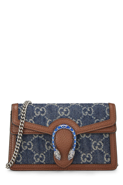 Gucci,  Blue Denim Dionysus Shoulder Bag Super Mini, Blue