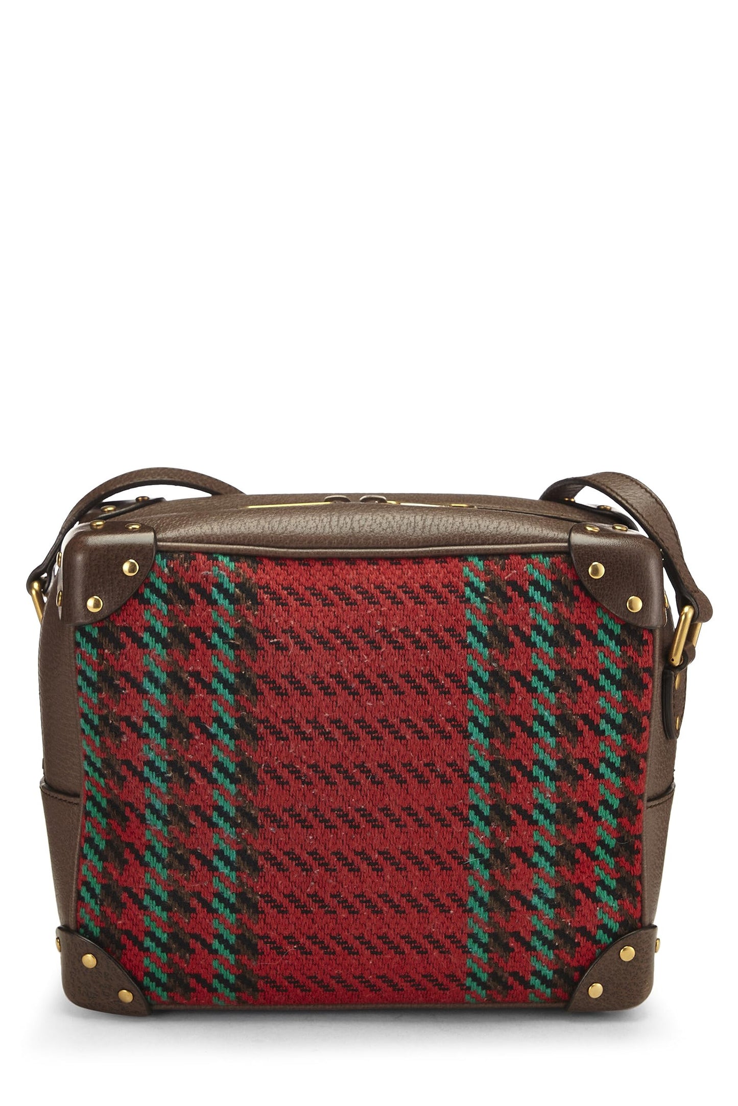 Gucci,  Multicolor Wool & Leather Houndstooth 'GG' Crossbody, Brown