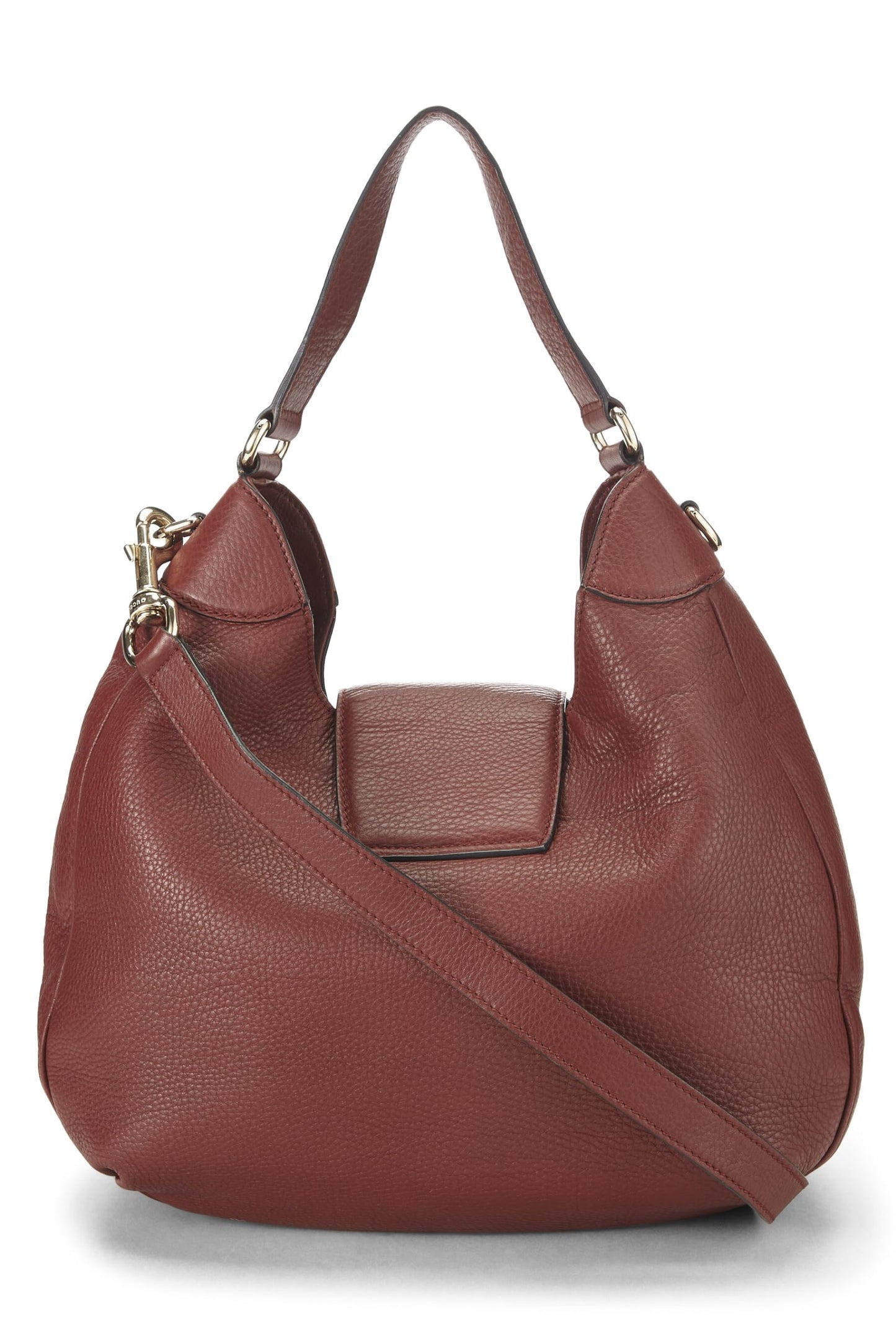 Gucci,  Burgundy Leather Dressage Horsebit Hobo, Burgundy