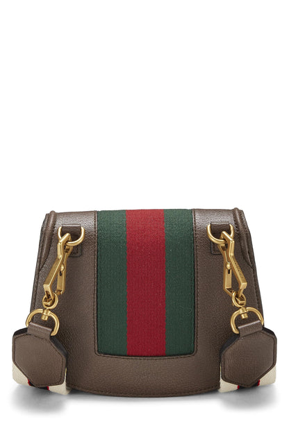 Gucci,  Brown Leather Web Linea Totem Shoulder Bag Small, Brown