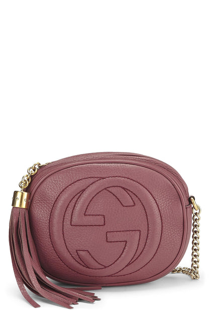 Gucci,  Purple Leather Soho Round Chain Crossbody Mini, Purple