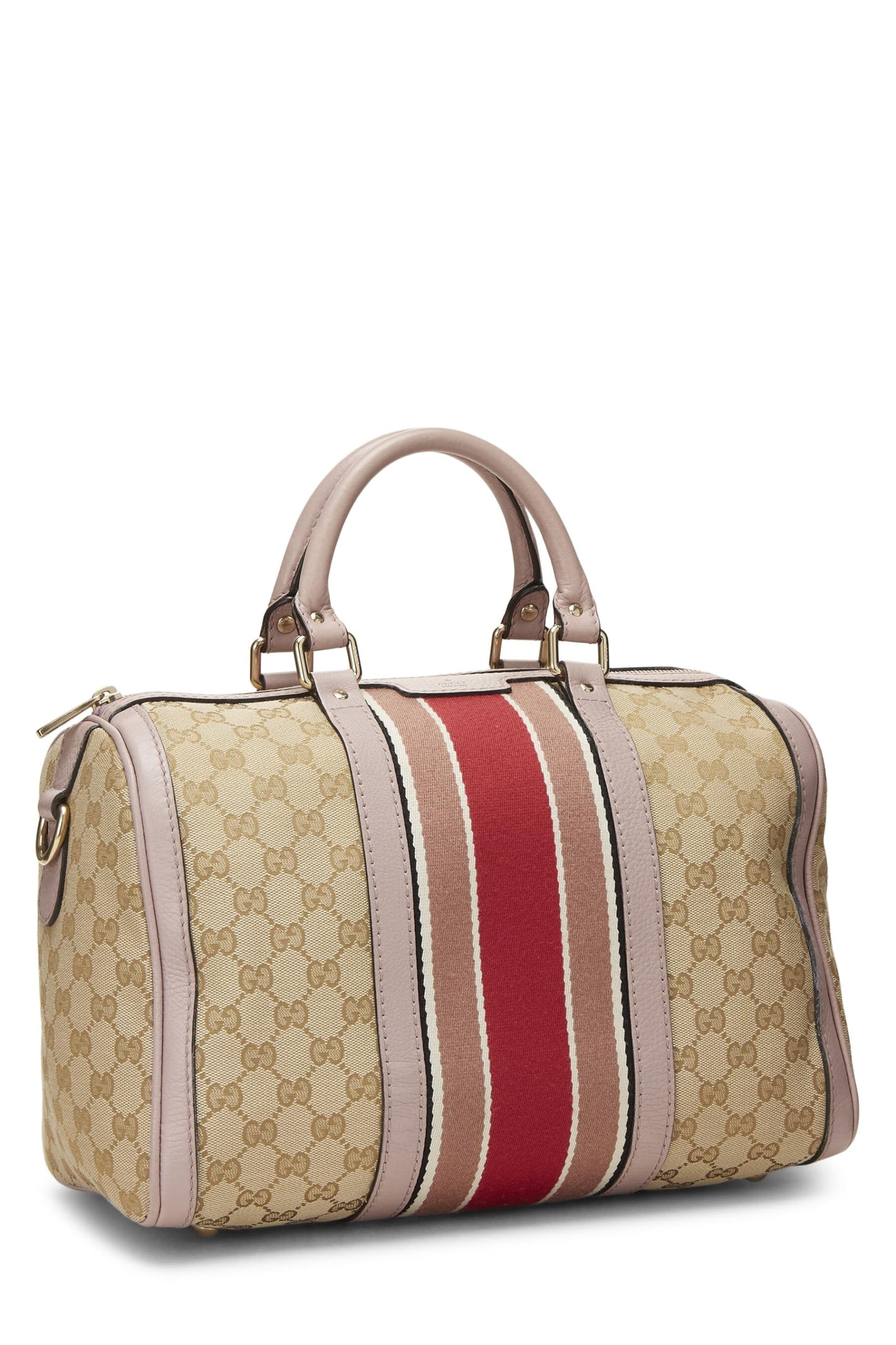 Gucci,  Pink Original GG Canvas Web Boston Bag Medium, Pink